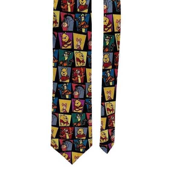 Winnie-the-Pooh Tigger Disney Colorful VTG 90s Black Blocked Mens Neck Tie - Picture 4 of 6